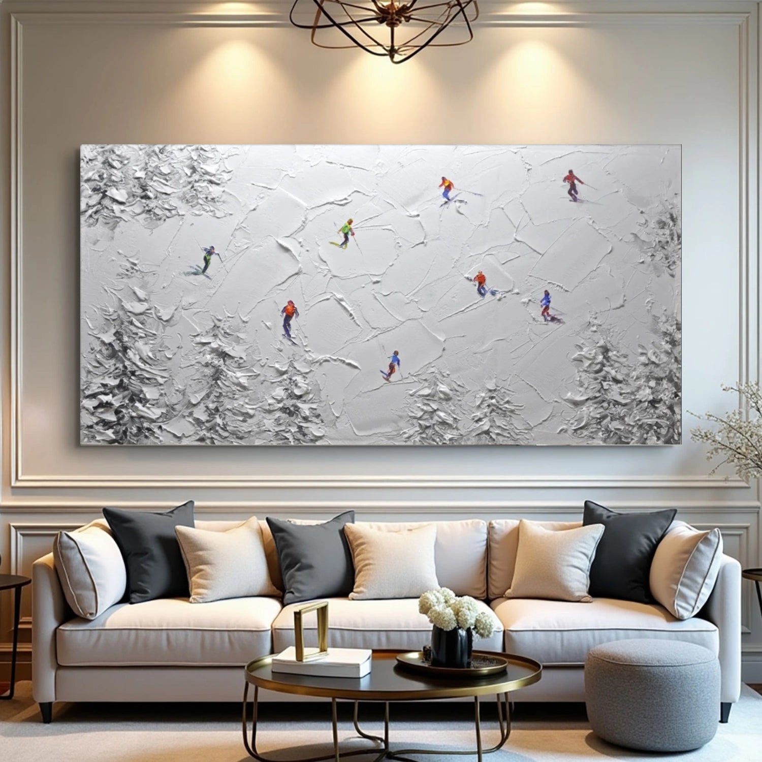 Skiing Sport Textured Canvas Painting #PB049