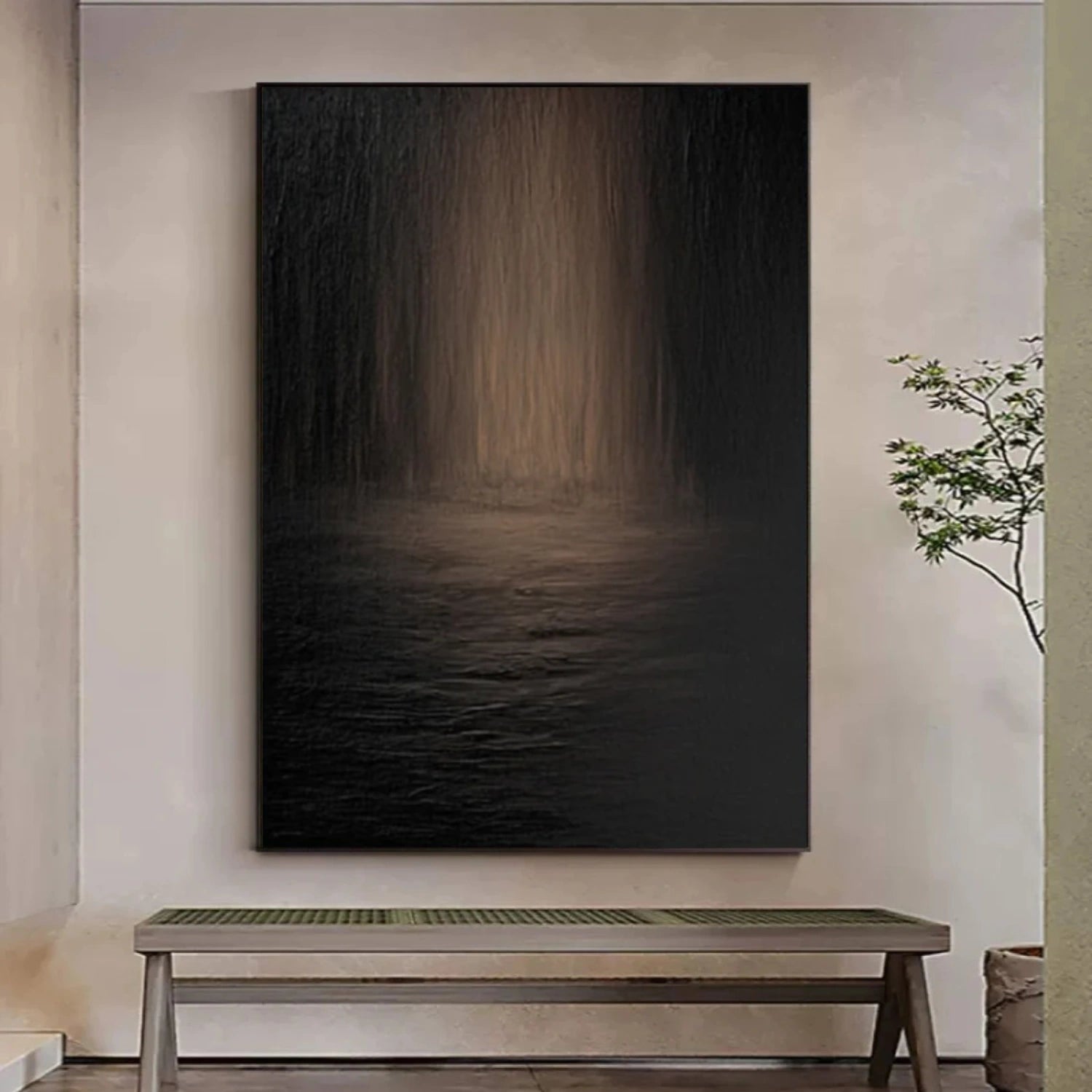 Black Minimalist Textured Canvas Art #WZ115