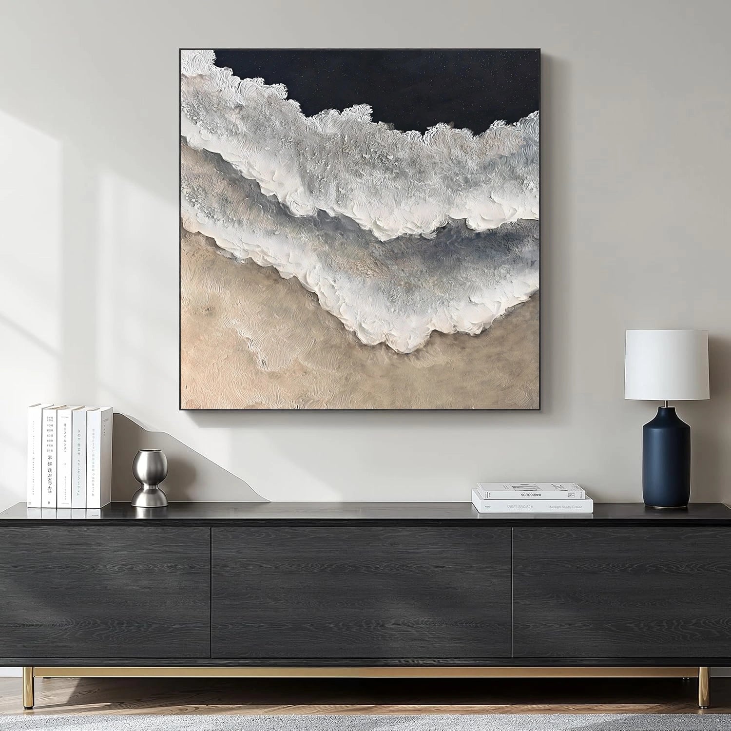 Minimalist Ocean And Sky Textured Canvas Art #OC167