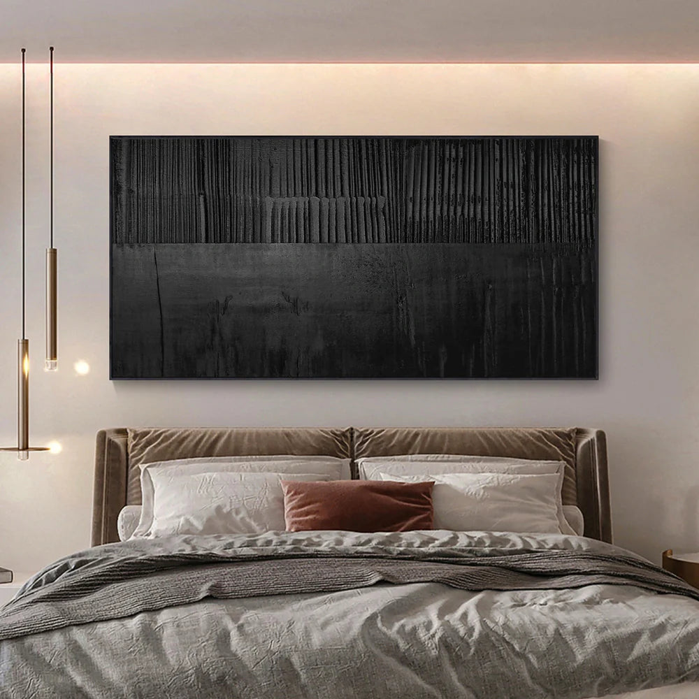 Black Minimalist Textured Canvas Art #WZ028