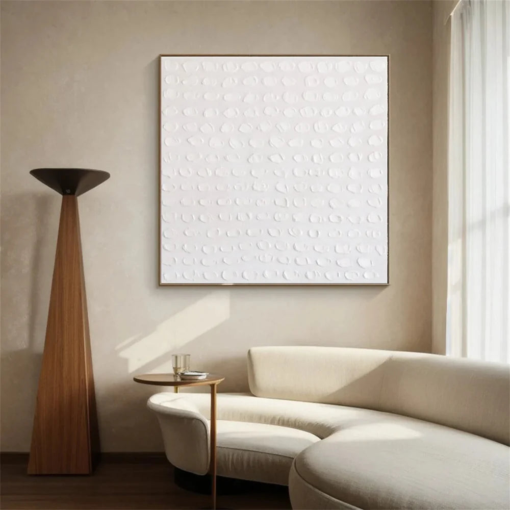 White Minimalist Textured Wall Art #WM077