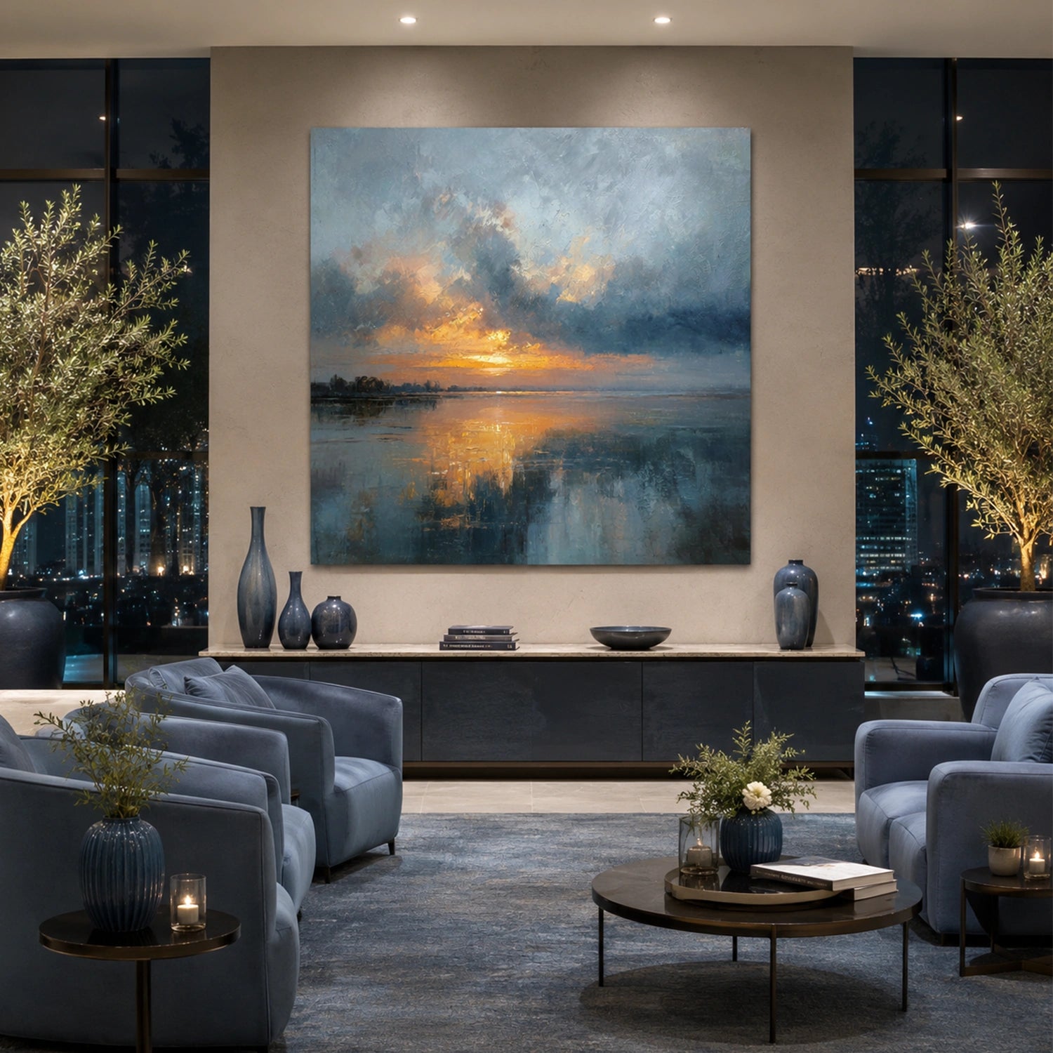 Abstract Ocean And Sky Canvas Art #OC200