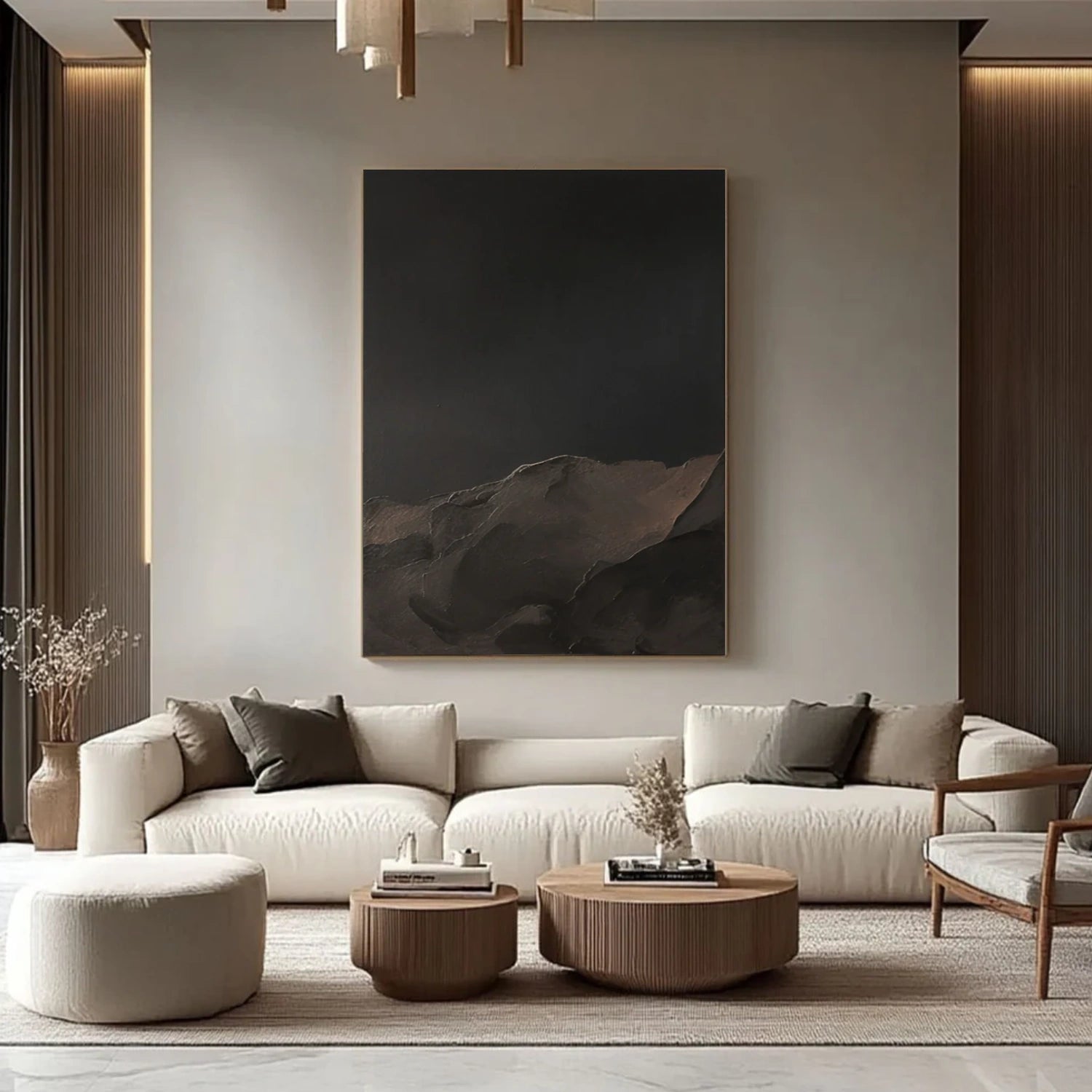Black Minimalist Textured Canvas Art #WZ117