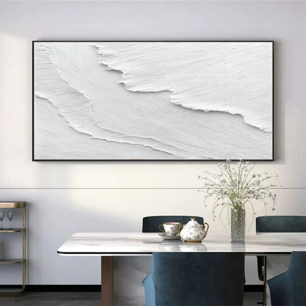 White Minimalist Textured Wall Art #WM004