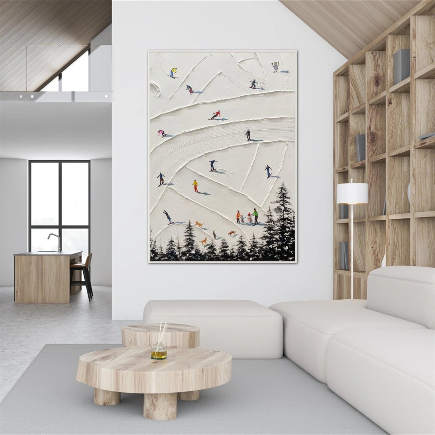 Skiing Sport Textured Canvas Painting #PB046