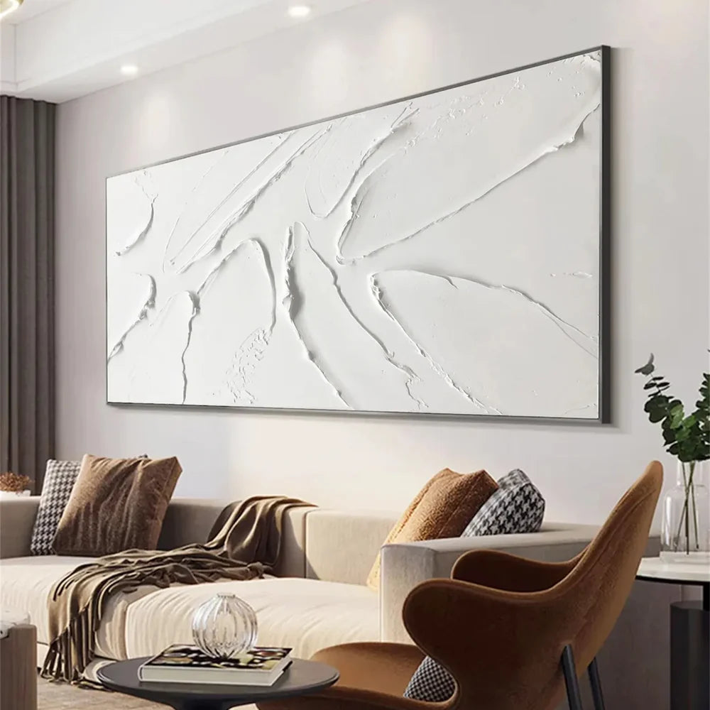 White Minimalist Textured Wall Art #WM059