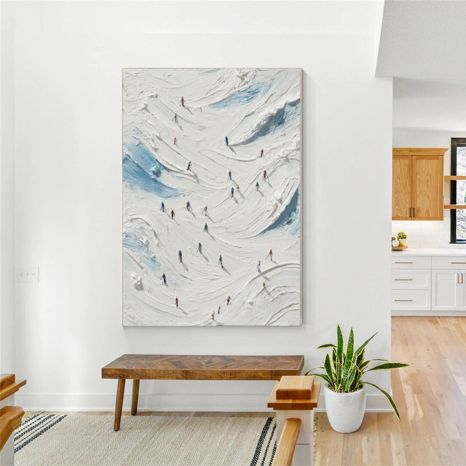 Skiing Sport Textured Canvas Painting #PB032