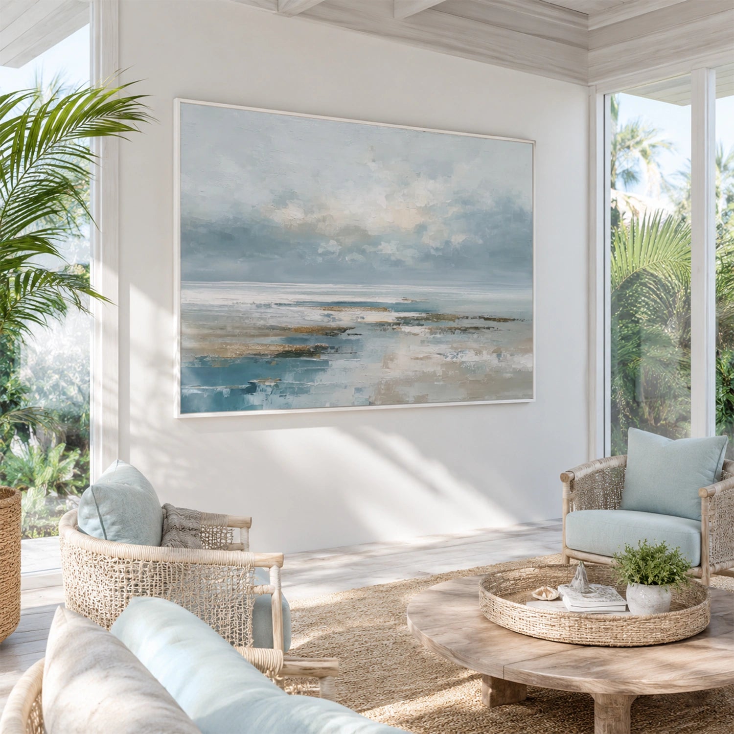 Abstract Ocean And Sky Canvas Art #OC211