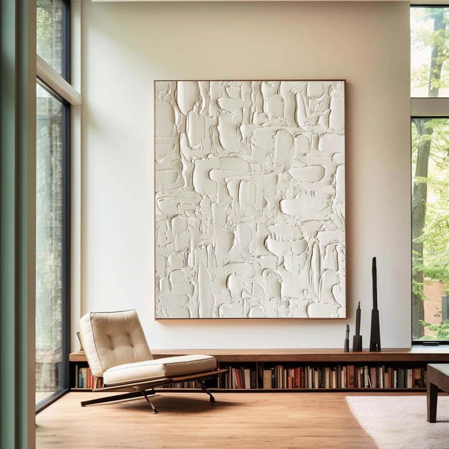 White Minimalist Textured Canvas Art #WM092