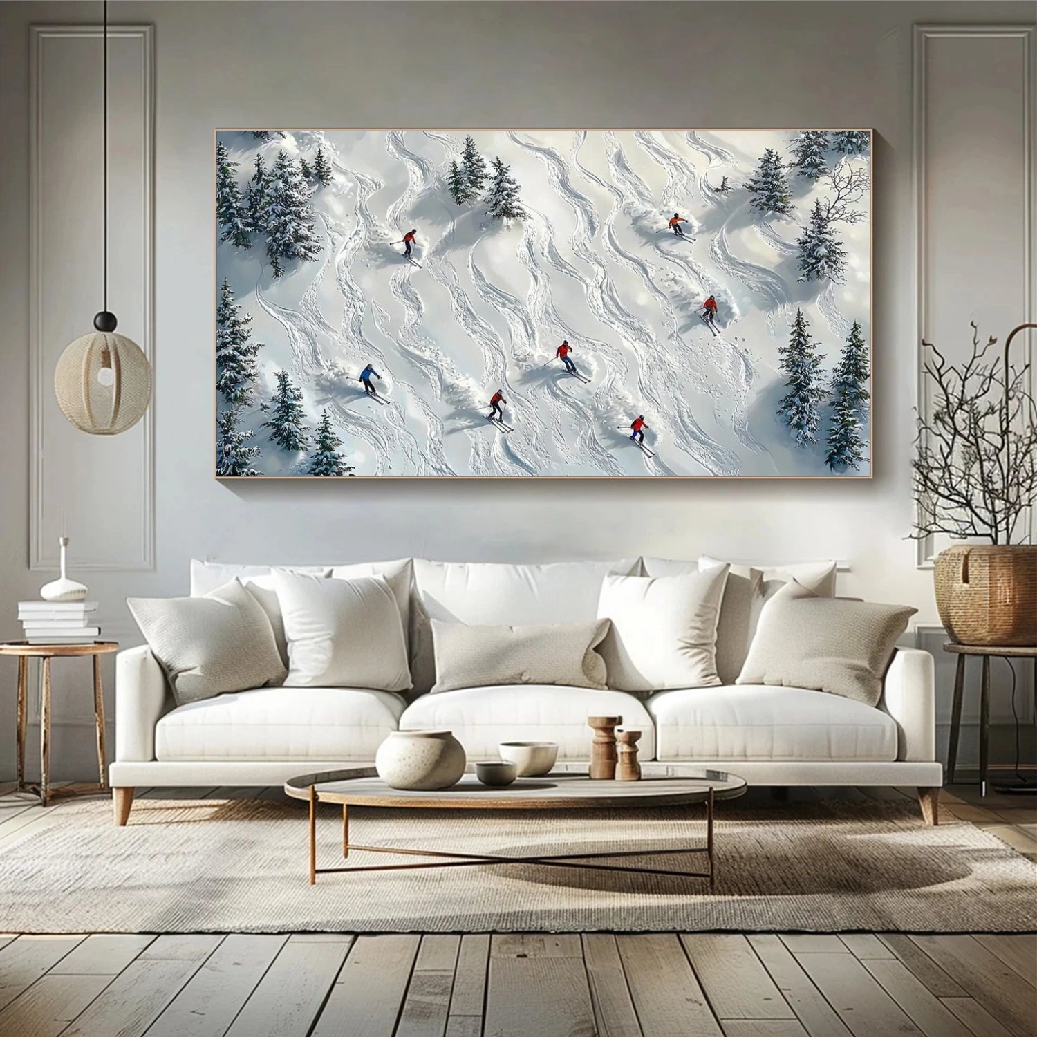 Skiing Sport Textured Canvas Painting #PB061