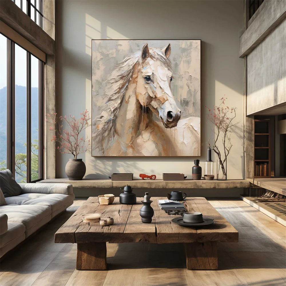 Abstract Animal Horse Textured Canvas Art #DW015