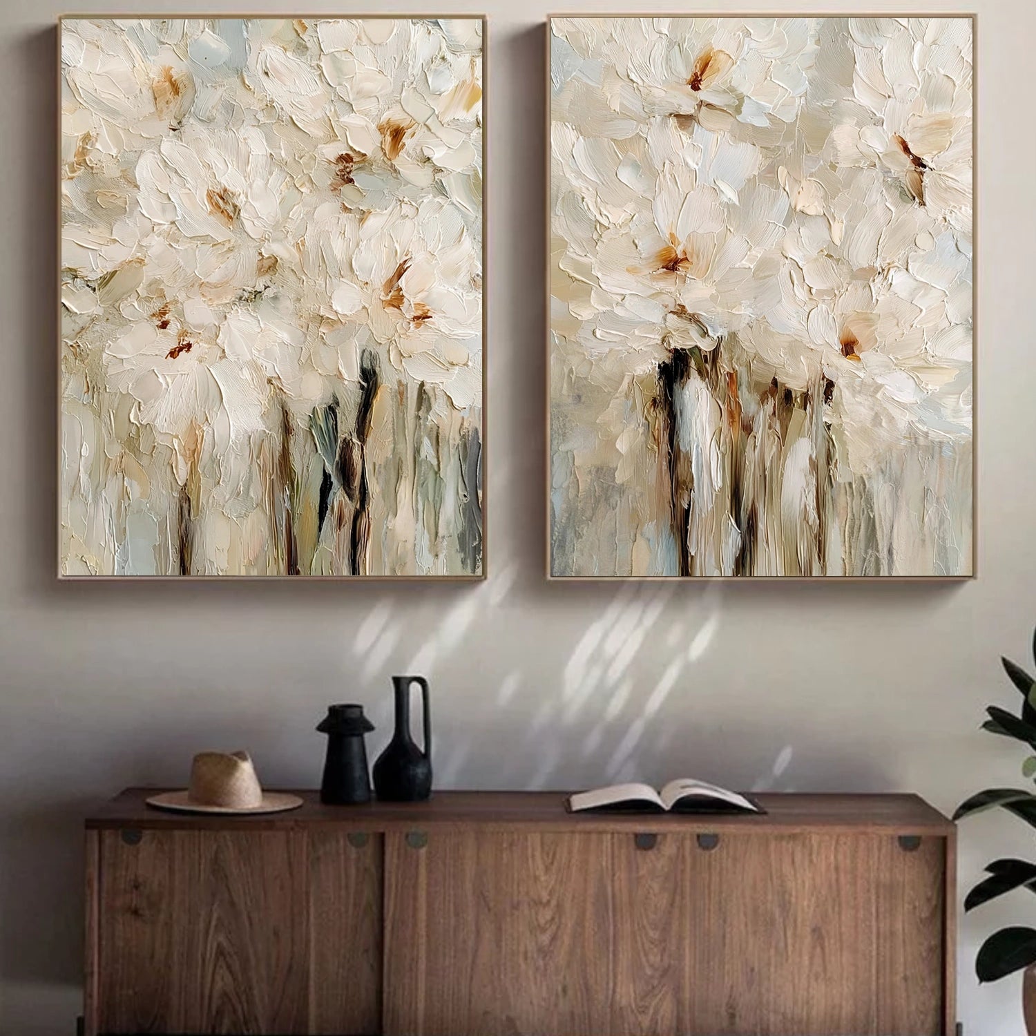 Abstract Flower And Tree Textured Canvas Art Set of 2 #MF183