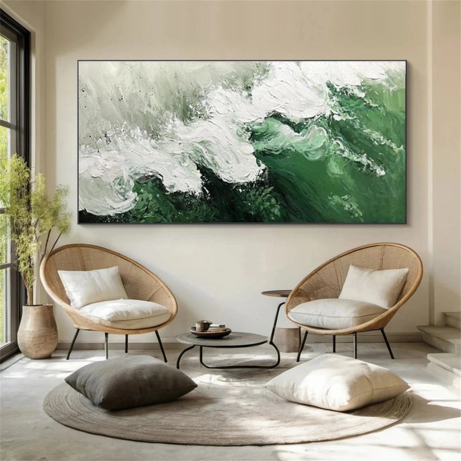 Abstract Ocean And Sky Textured Canvas Art #OC137