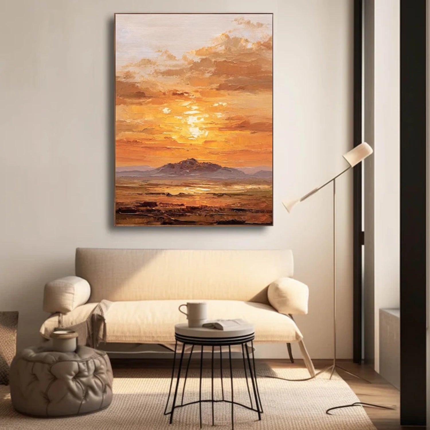 Abstract Ocean And Sky Textured Canvas Art #OC130