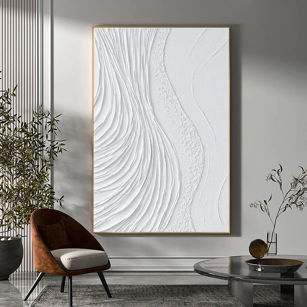 White Minimalist Textured Wall Art #WM005