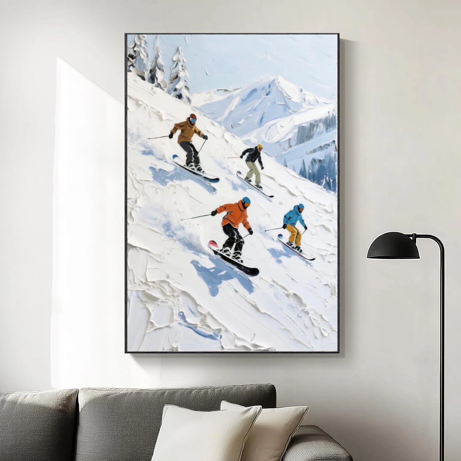 Skiing Sport Textured Canvas Painting #PB048