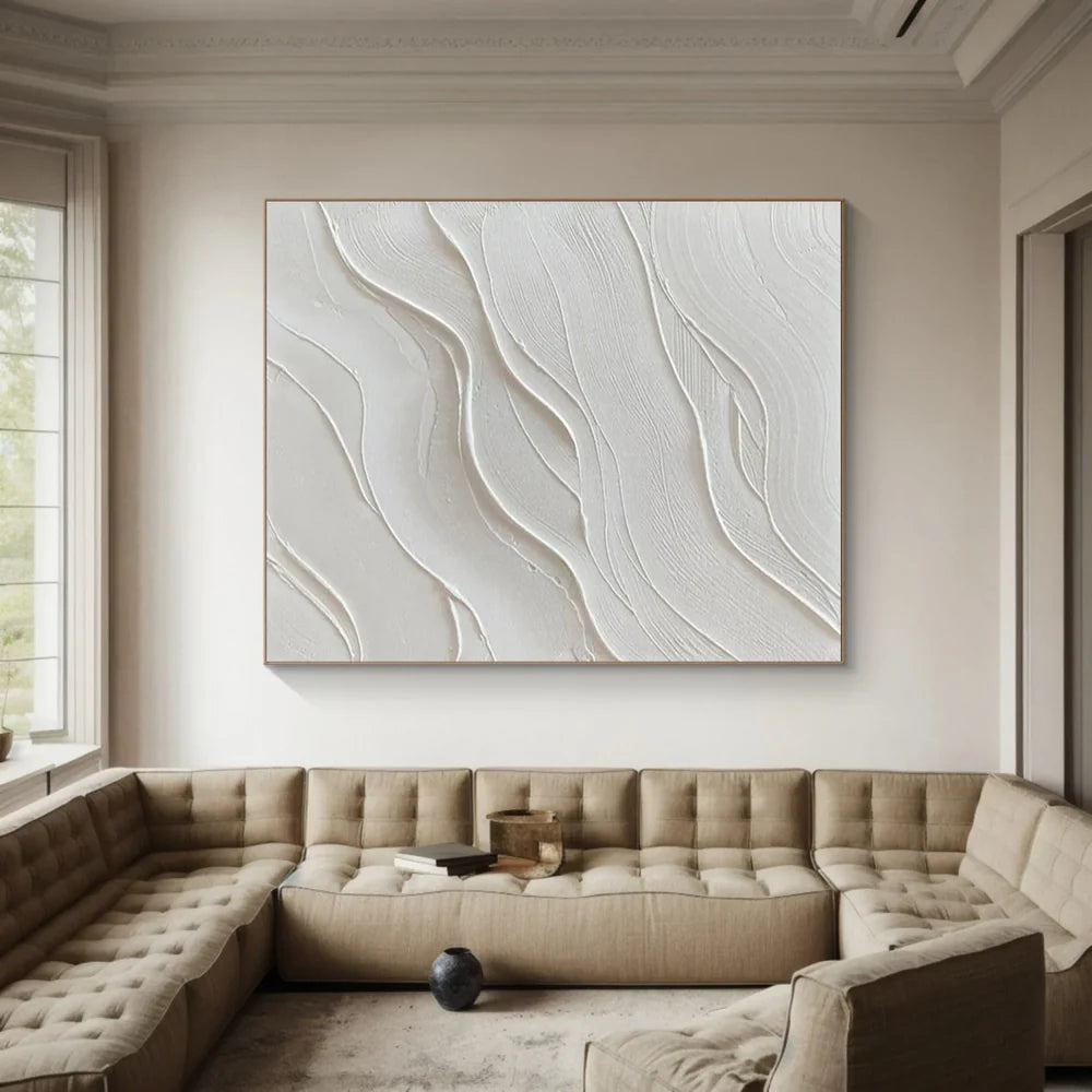 White Minimalist Textured Wall Art #WM021