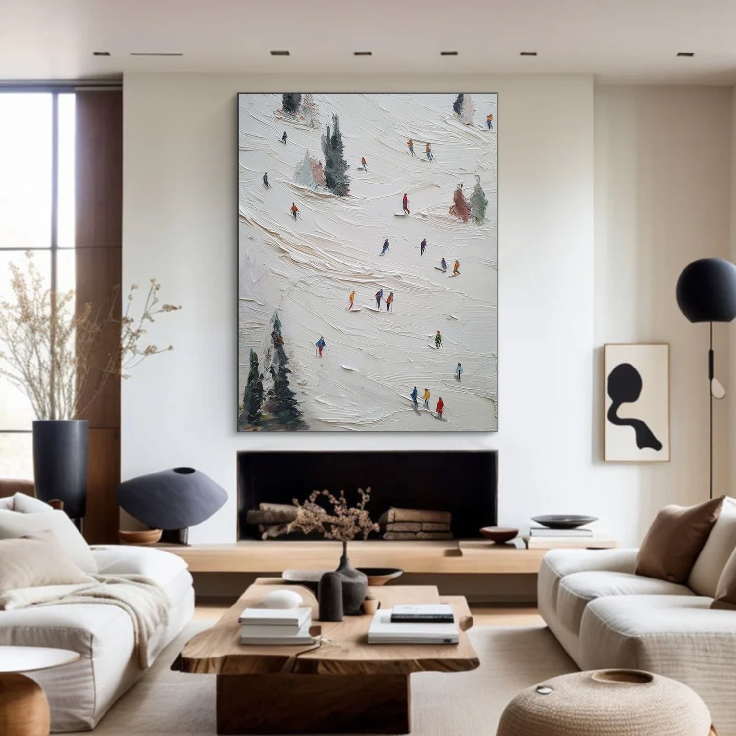 Skiing Sport Textured Canvas Painting #PB067