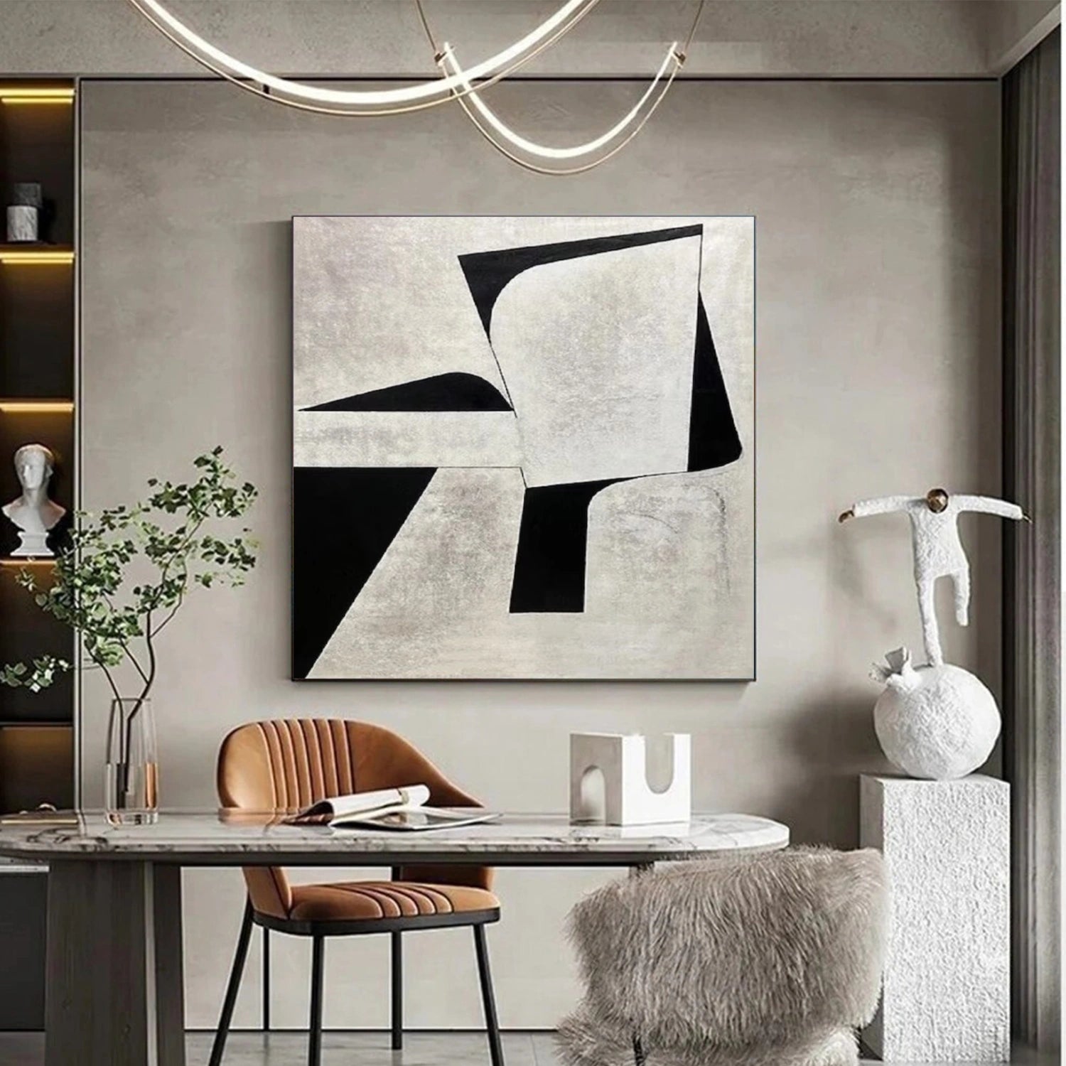 Black and White Minimalist Canvas Art #WZ098