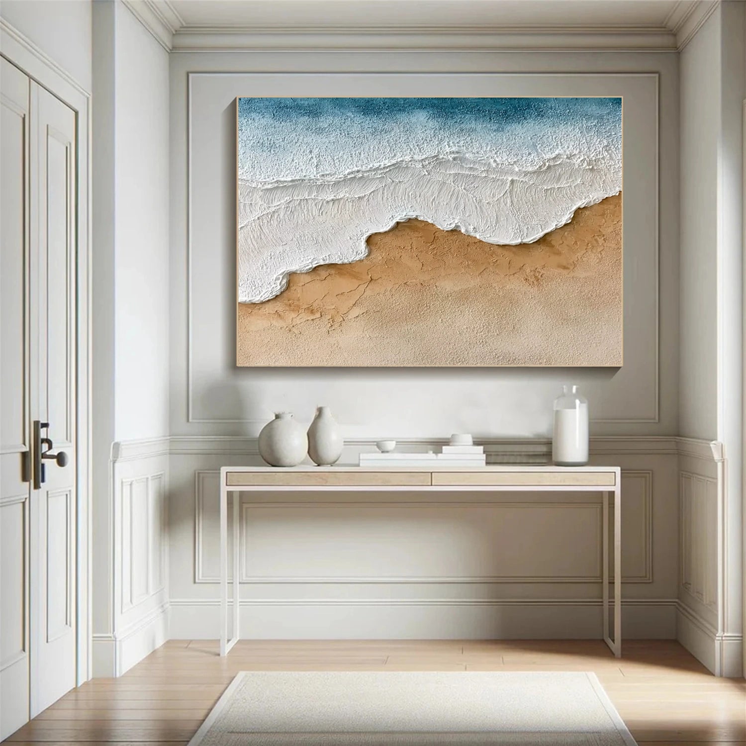 Abstract Ocean And Sky Textured Canvas Art #OC141