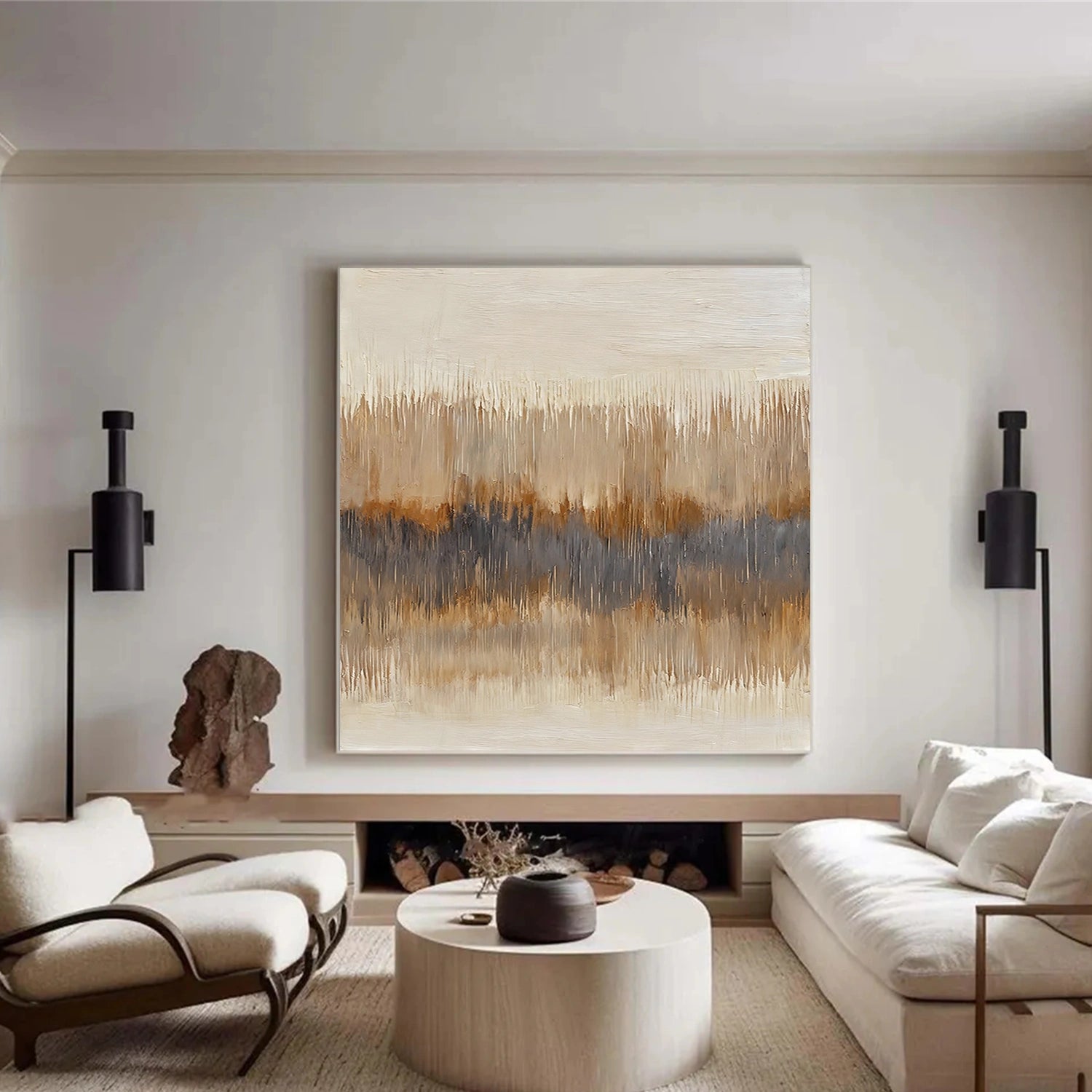 Beige and Brown Abstract Wall Art #VA204