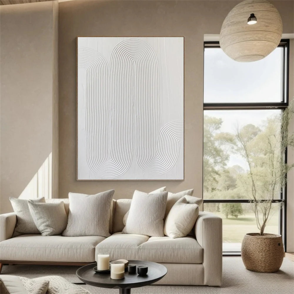 White Minimalist Textured Wall Art #WM072