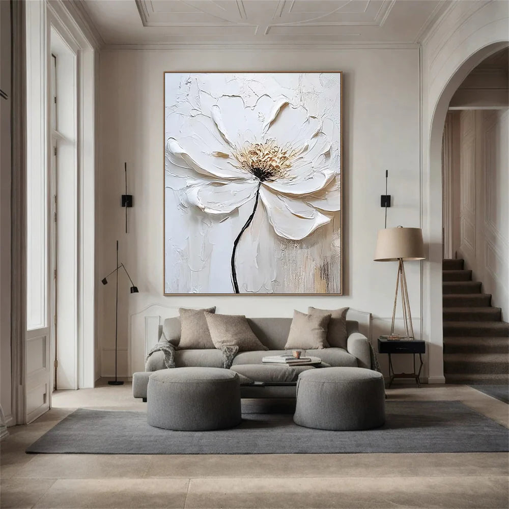 Minimalist Flower And Tree Textured Canvas Art #MF024