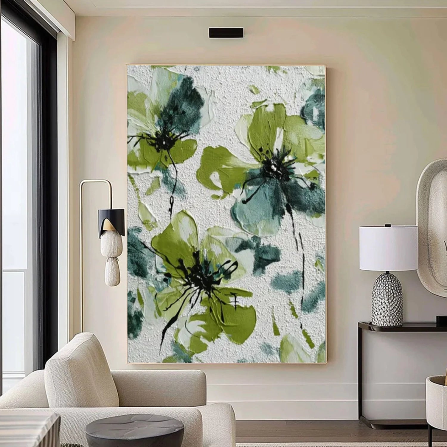 Minimalist Flower And Tree Textured Canvas Art #MF097