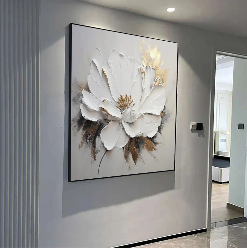Minimalist Flower And Tree Textured Canvas Art #MF018