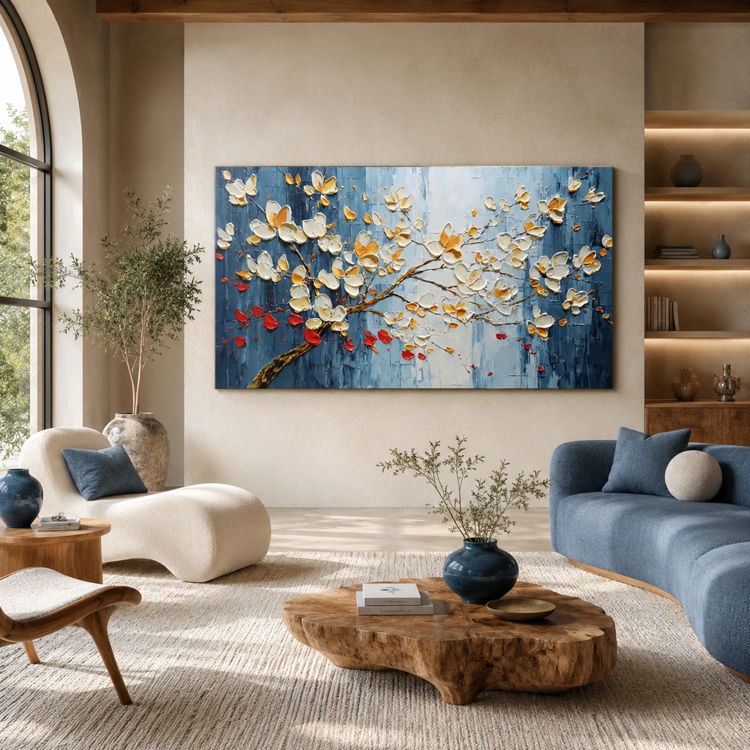 Abstract Flower And Tree Textured Canvas Art #MF199