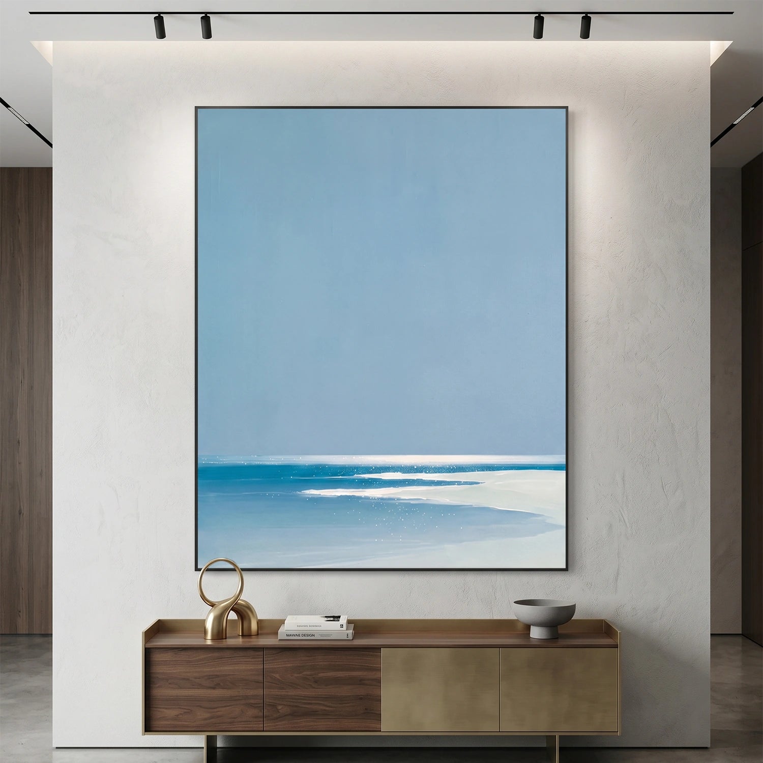 Minimalist Ocean And Sky Textured Canvas Art #OC186