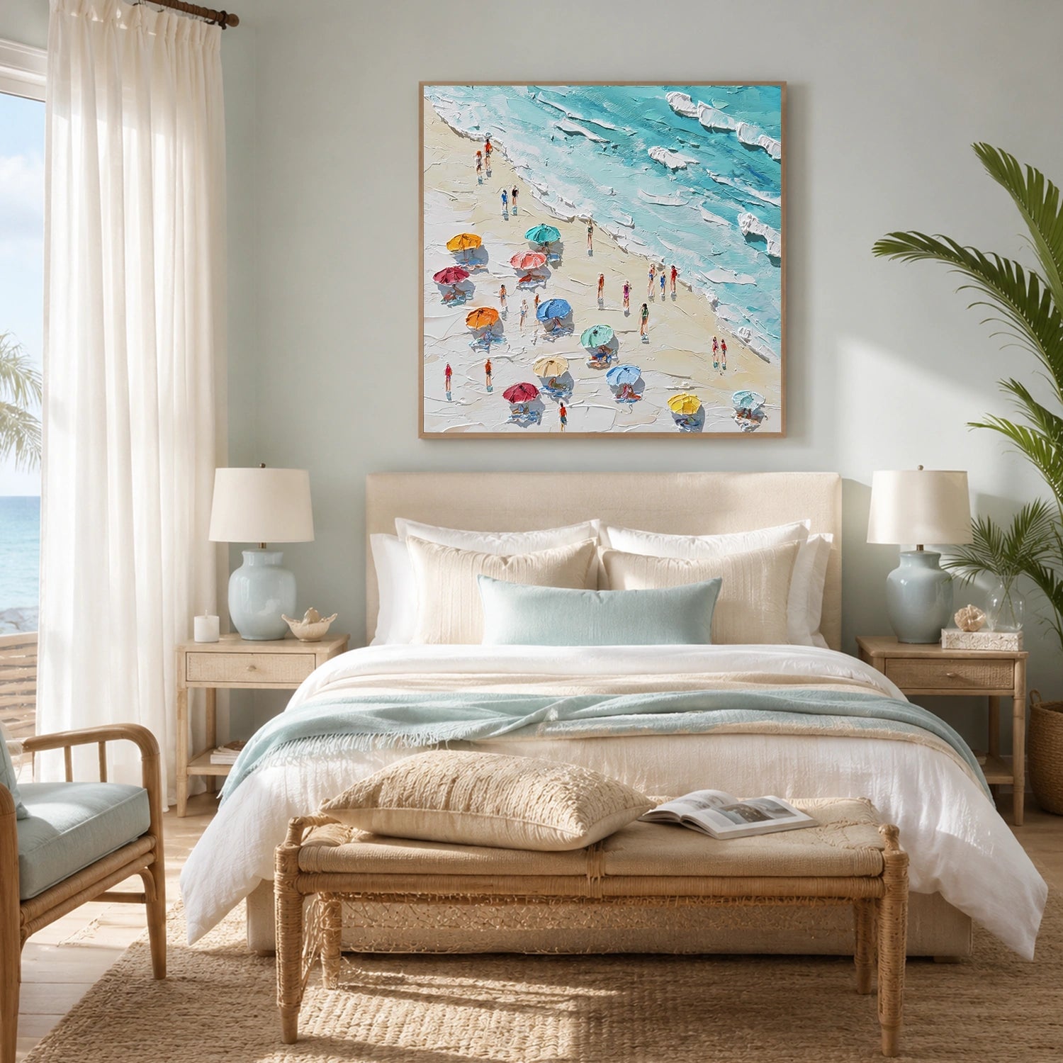 Abstract Ocean And Sky Textured Canvas Art #OC197