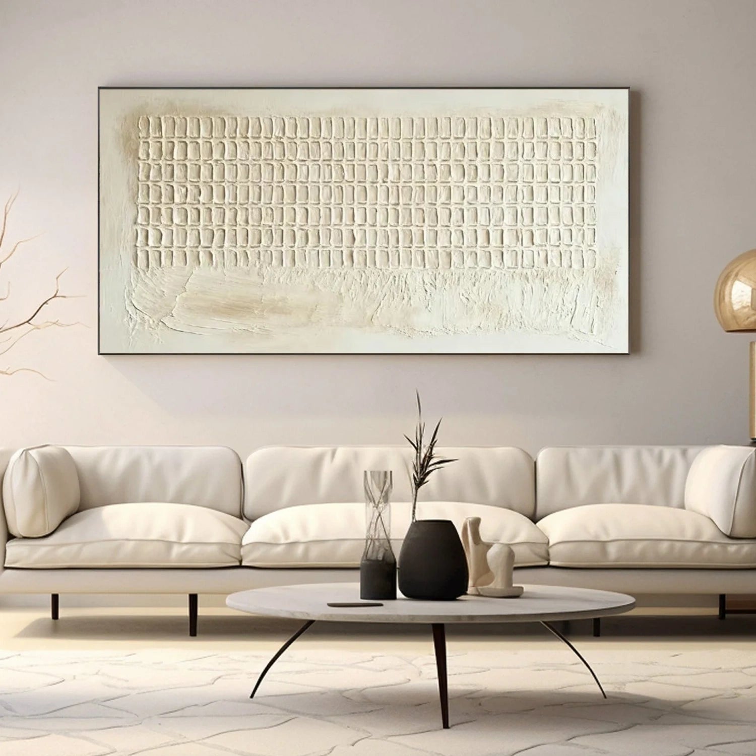 Beige Minimalist Textured Canvas Art #WM080