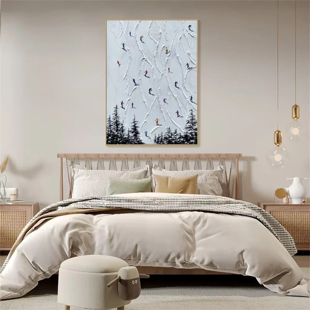 Skiing Sport Textured Canvas Painting #PB012