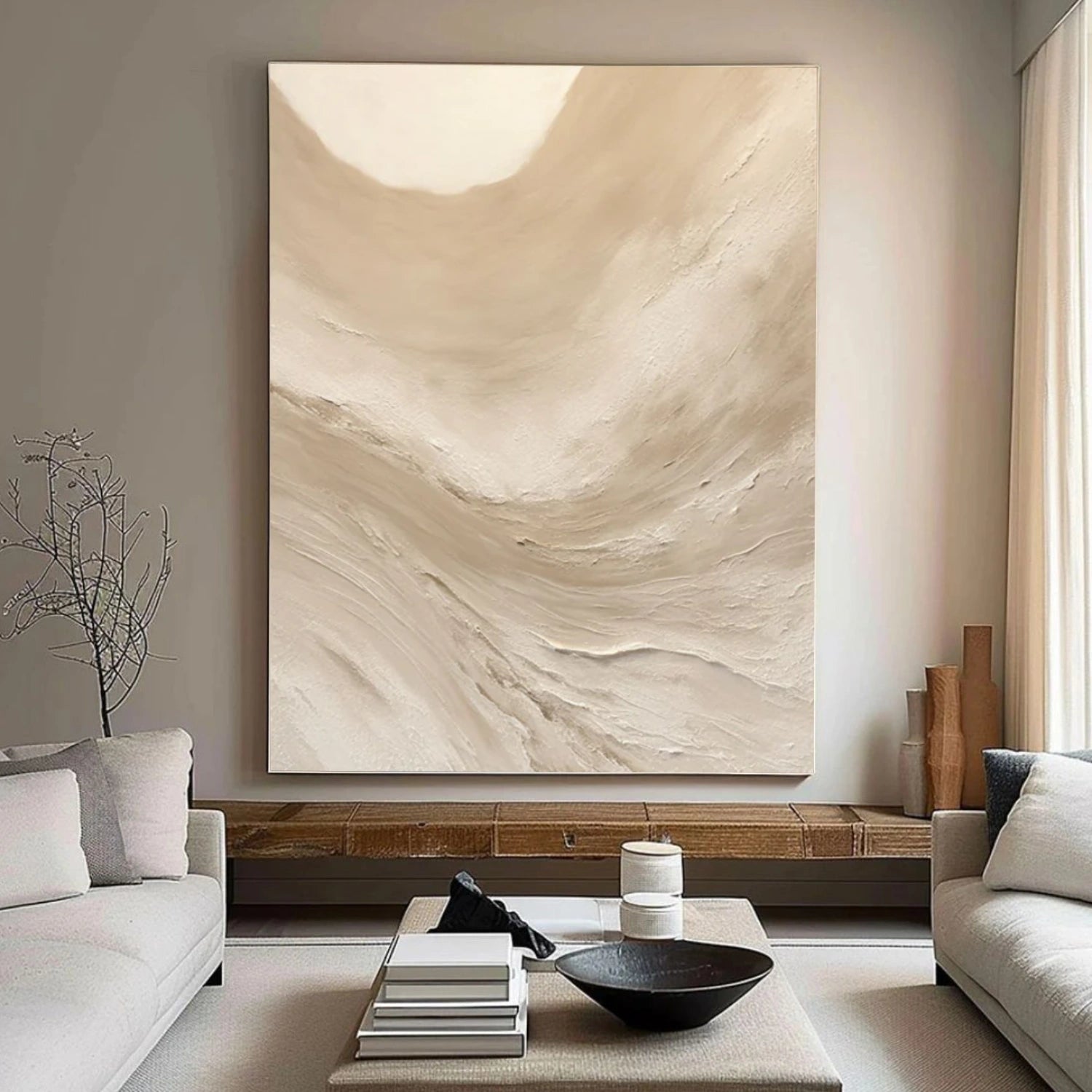 Beige Minimalist Textured Canvas Art #WM119