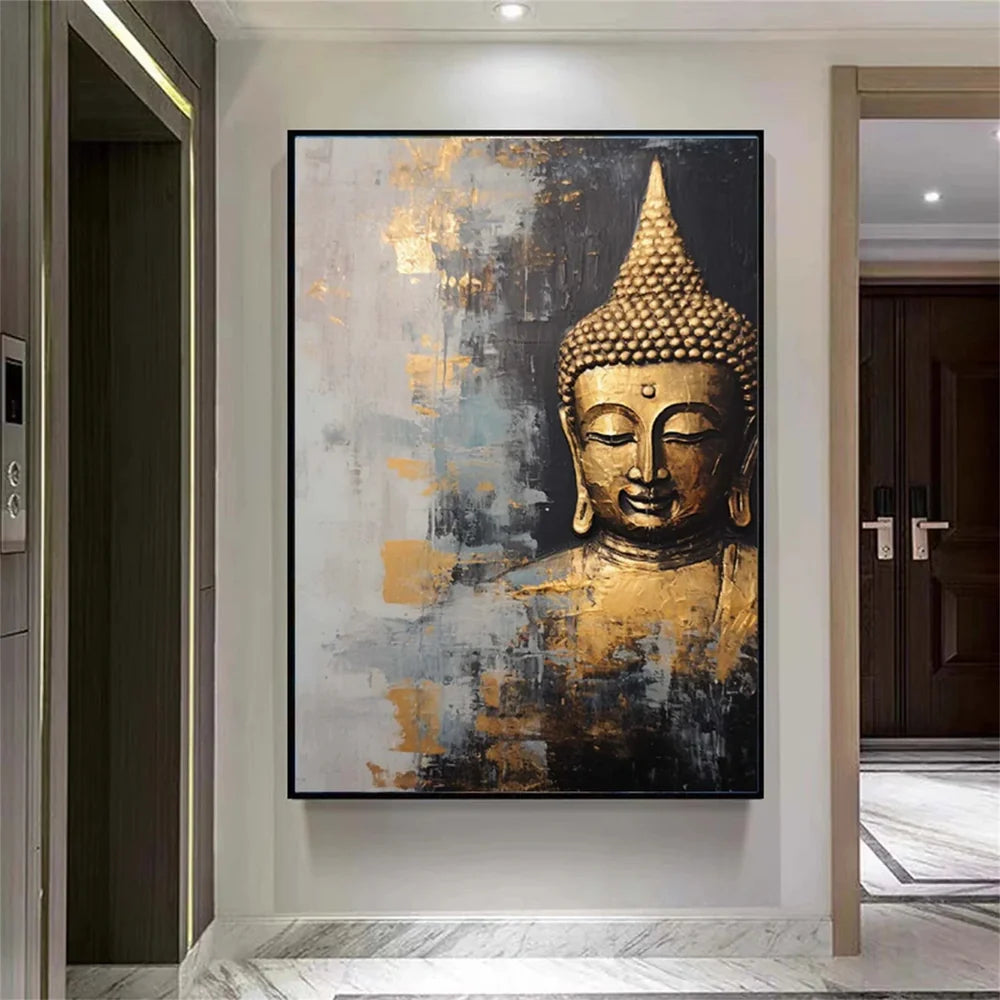 Abstract Buddha Portrait Textured Wall Art # LA008