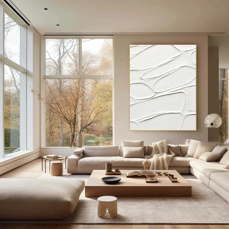 White Minimalist Textured Wall Art #WM028