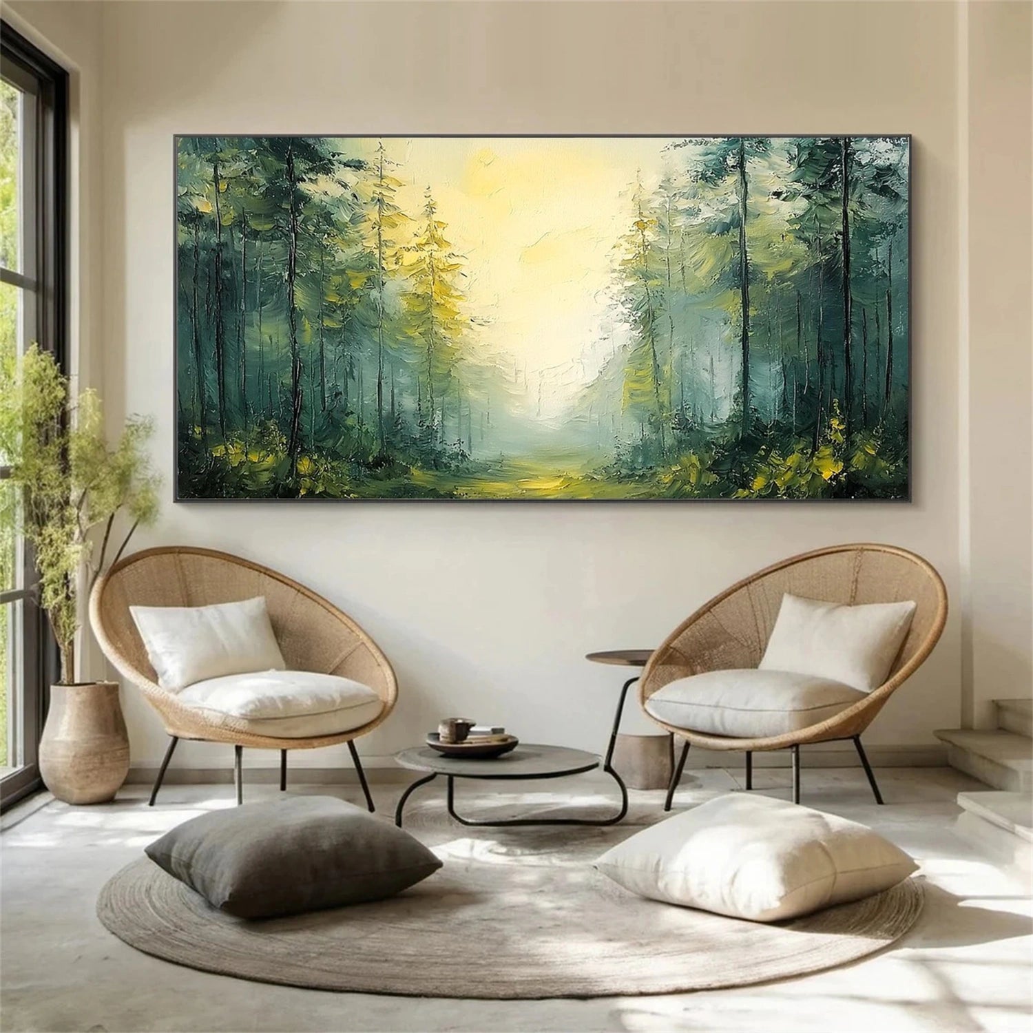 Abstract Flower And Tree Textured Canvas Art #MF133