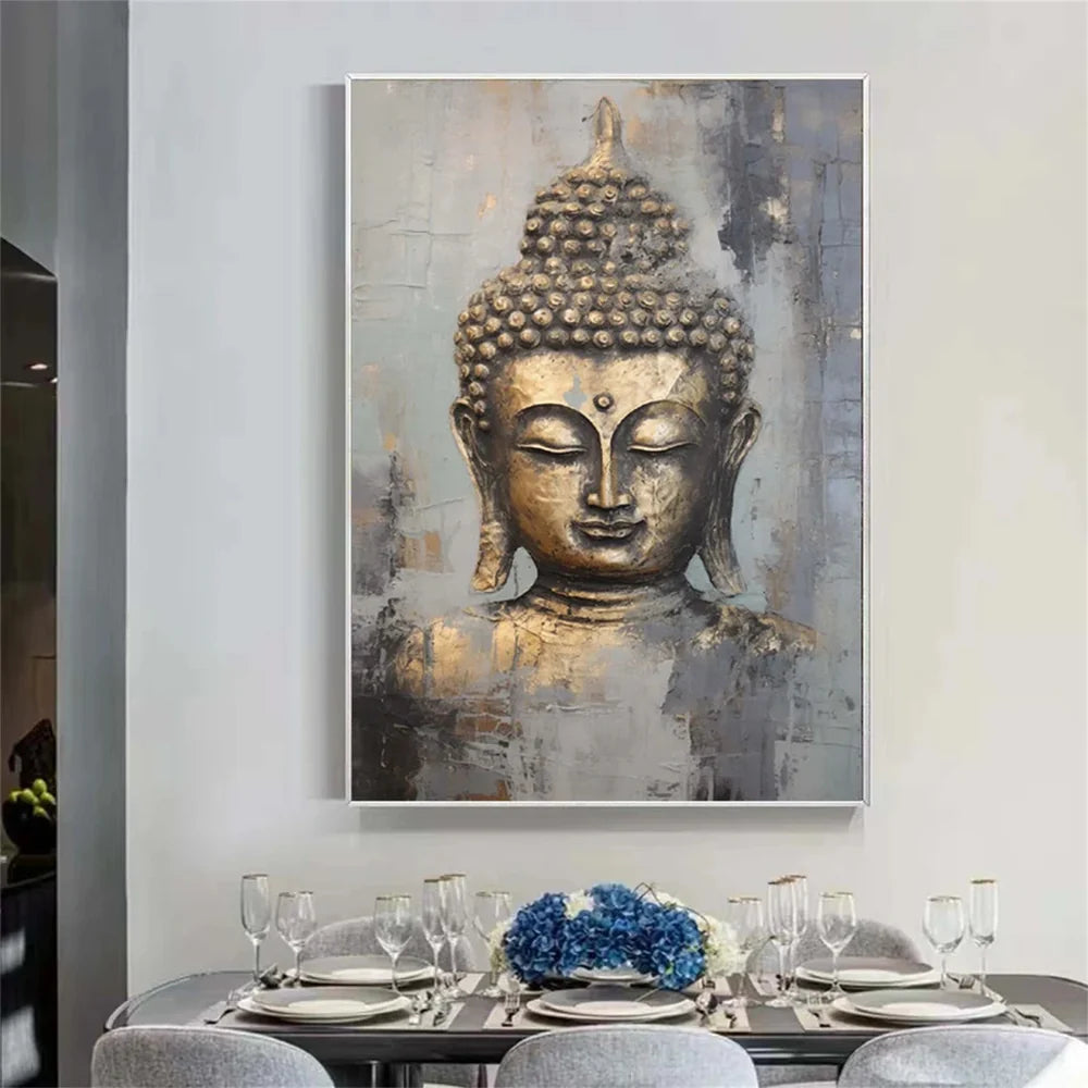 Abstract Buddha Portrait Textured Wall Art # LA007