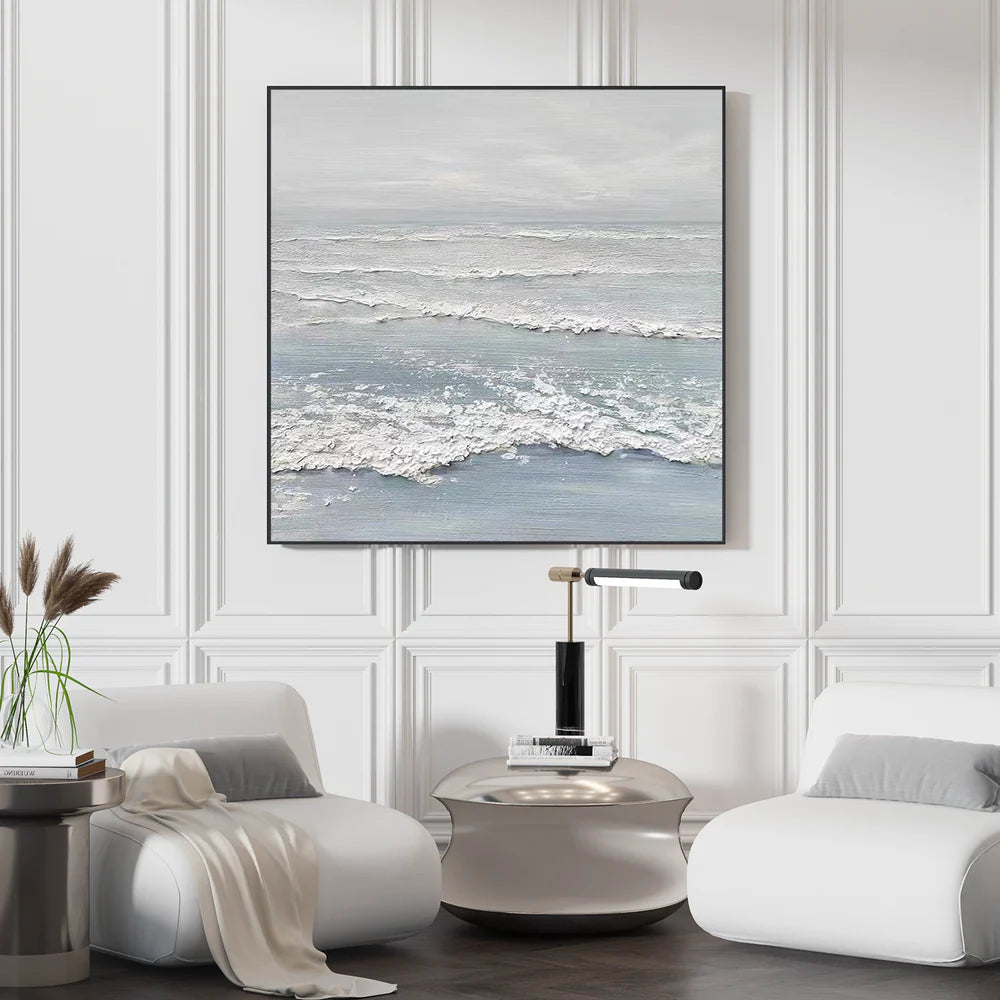Minimalist Ocean And Sky Textured Canvas Art #OC048