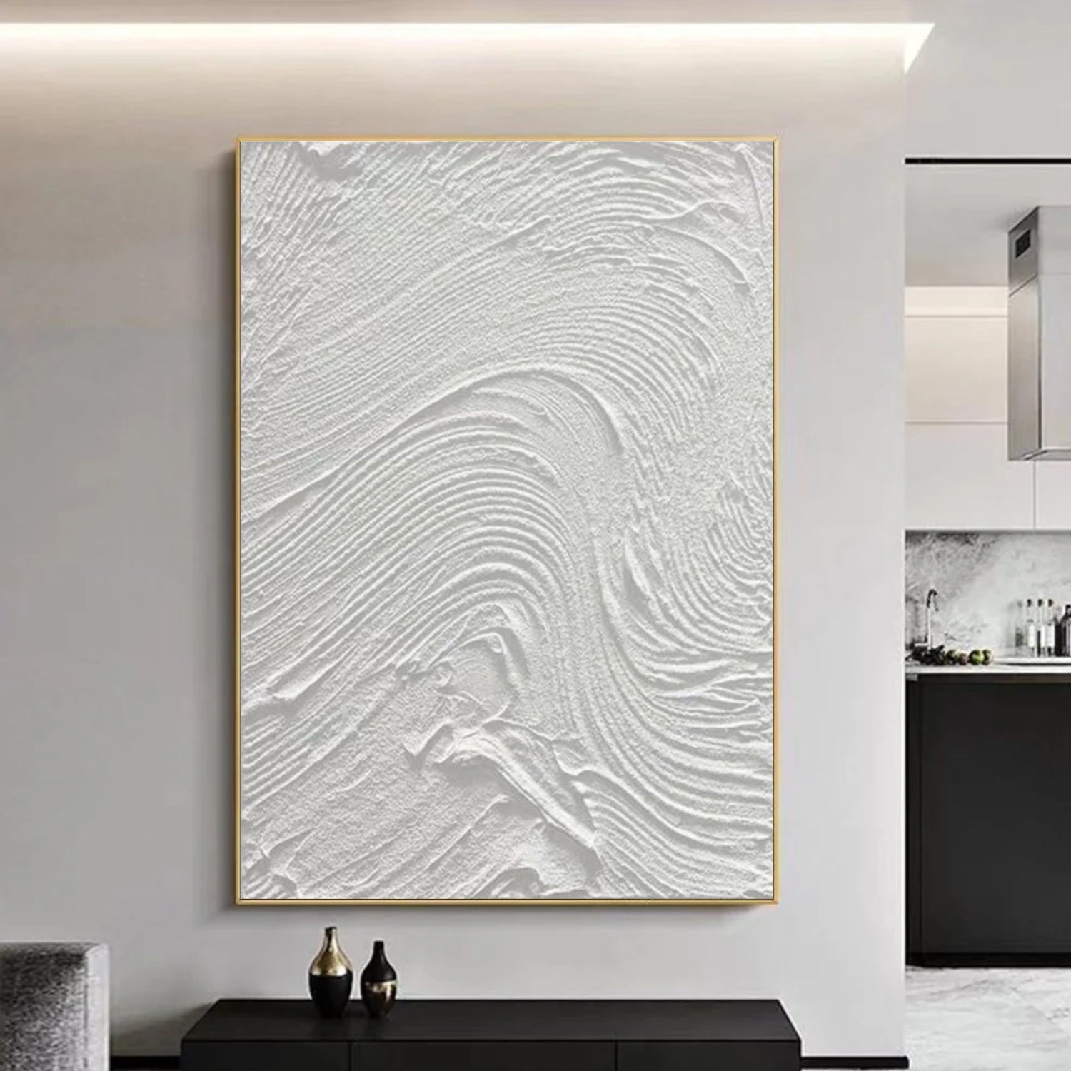 White Minimalist Textured Canvas Art #WM088