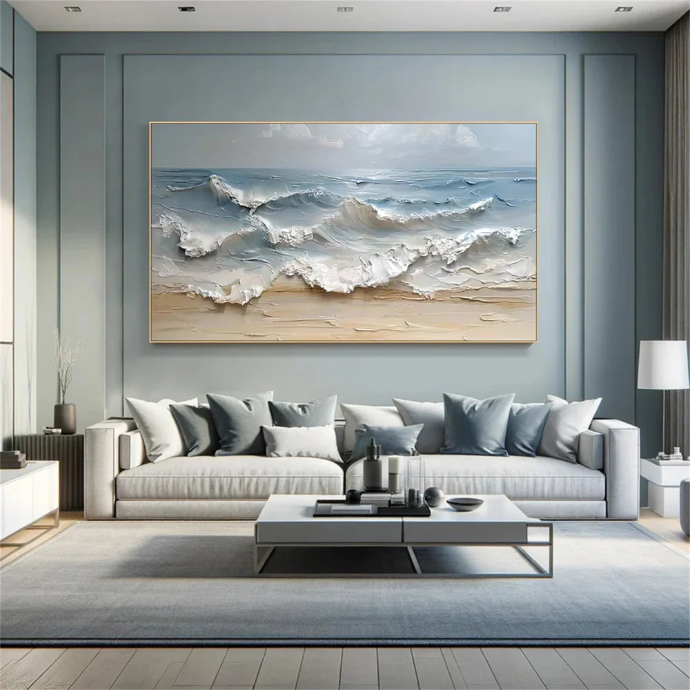 Abstract Ocean And Sky Textured Canvas Art # OC010