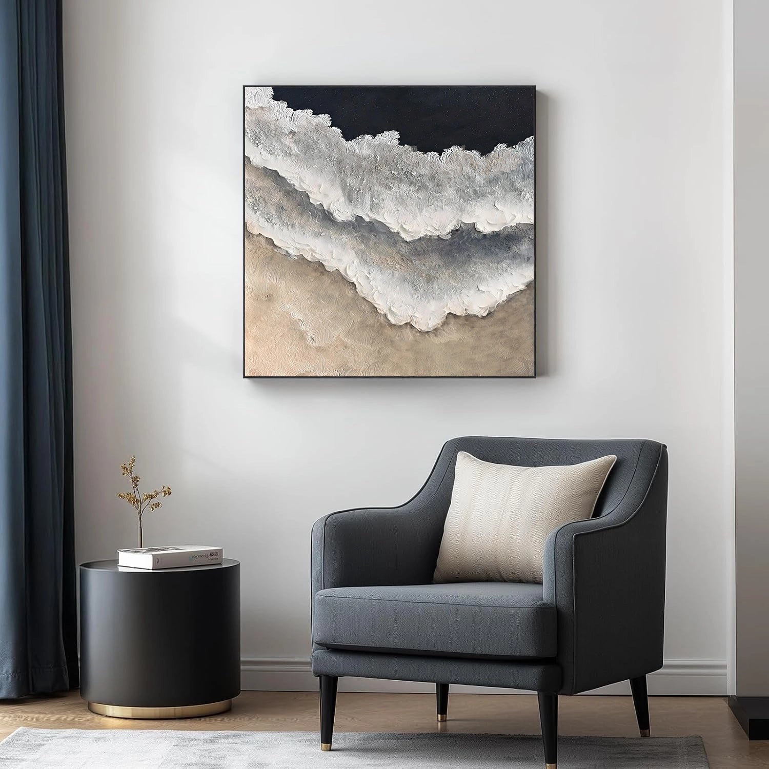 Minimalist Ocean And Sky Textured Canvas Art #OC167