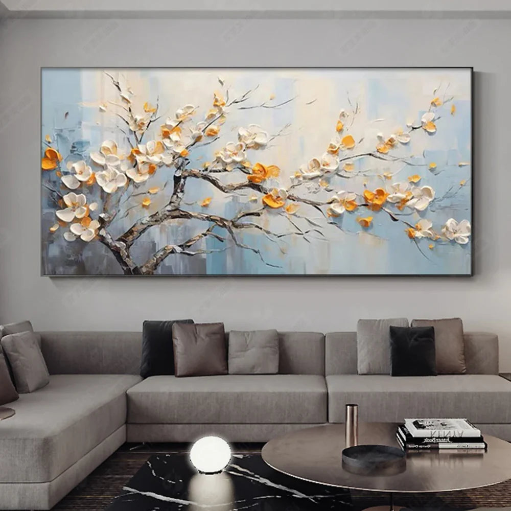 Abstract Flower And Tree Textured Canvas Art #MF010