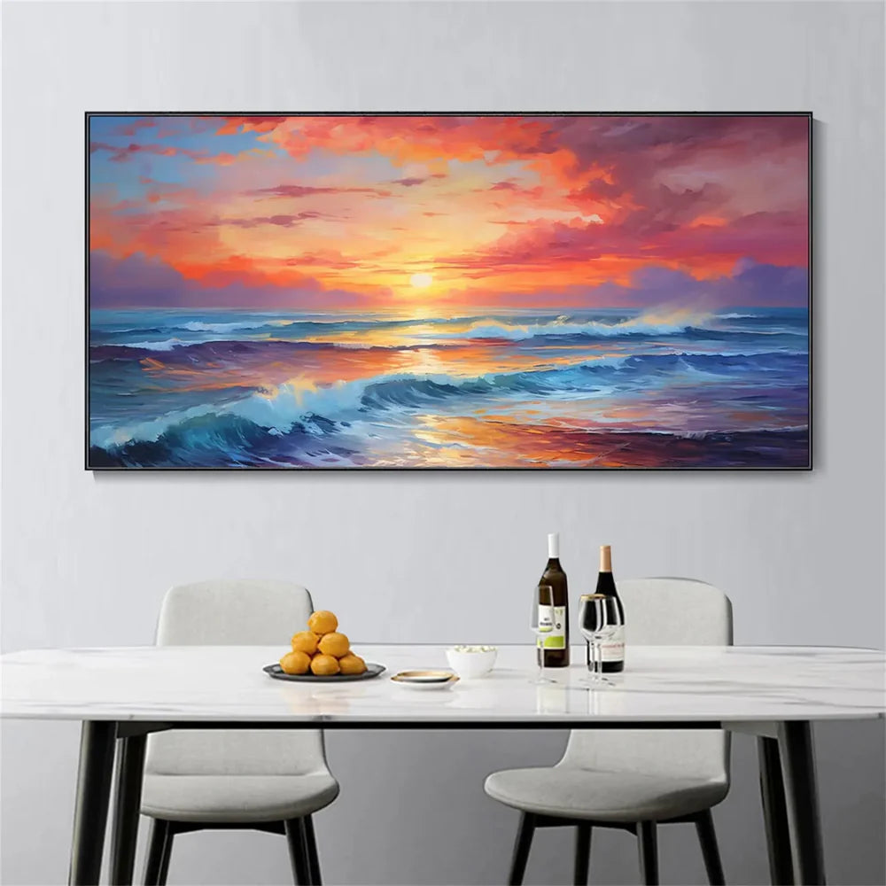 Colorful Abstract Ocean And Sky Canvas Art #OC065
