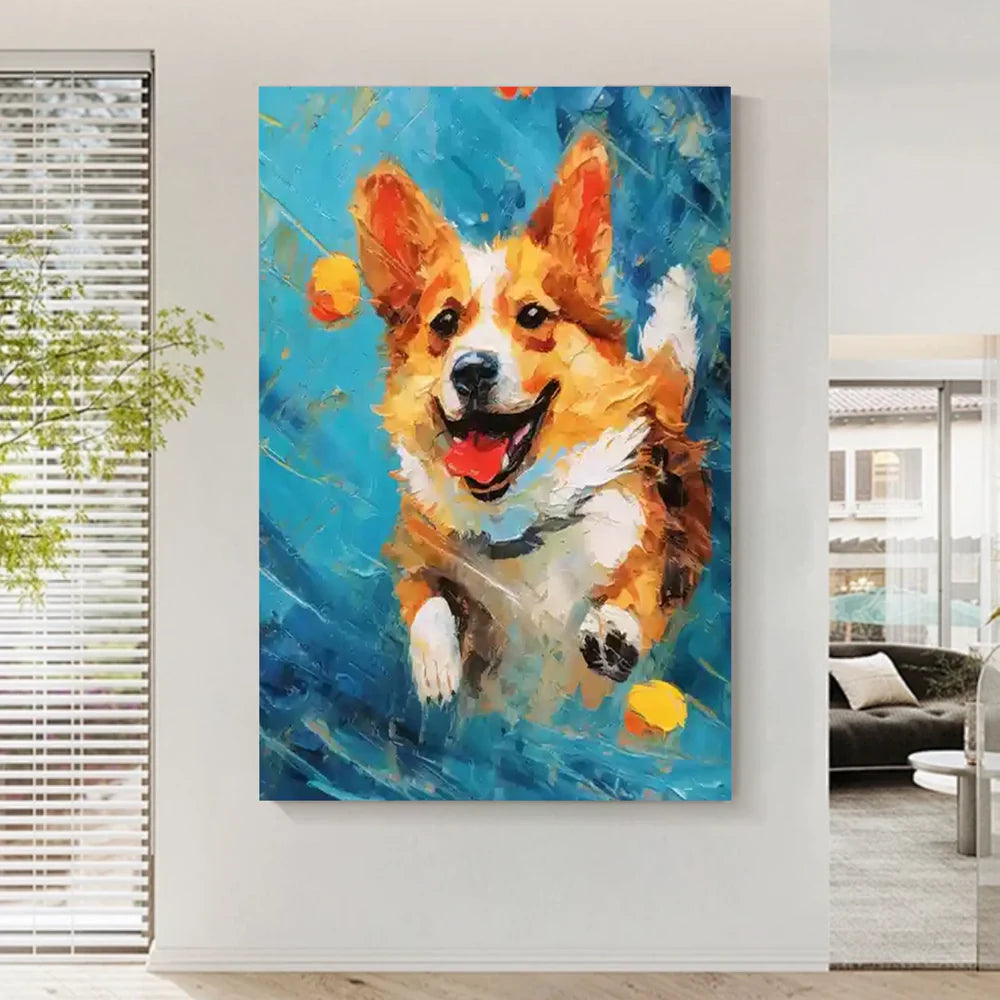 Colorful Abstract Animal Dog Textured Canvas Art #DW061