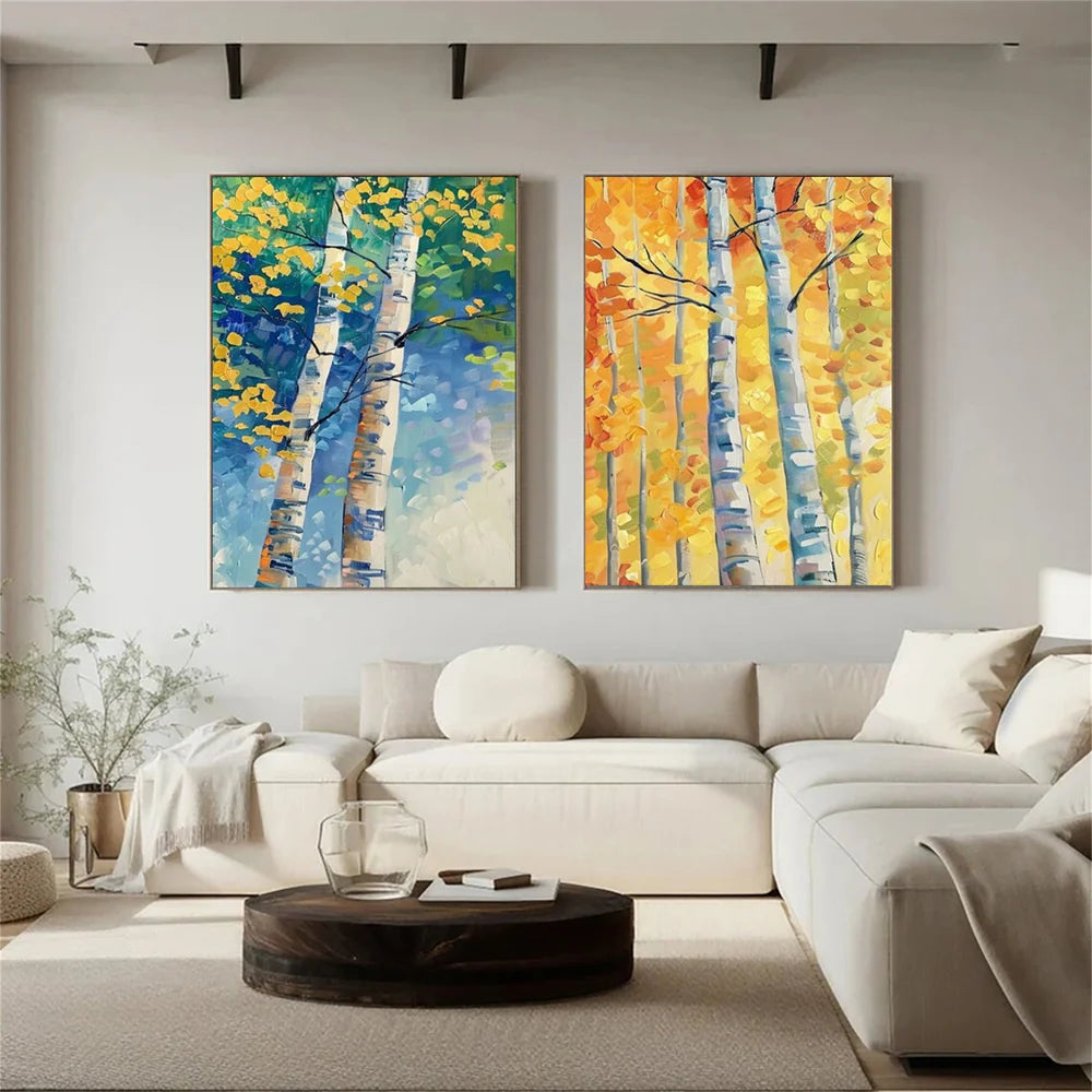 Colorful Abstract Flower And Tree Canvas Art Set of 2 #MF041