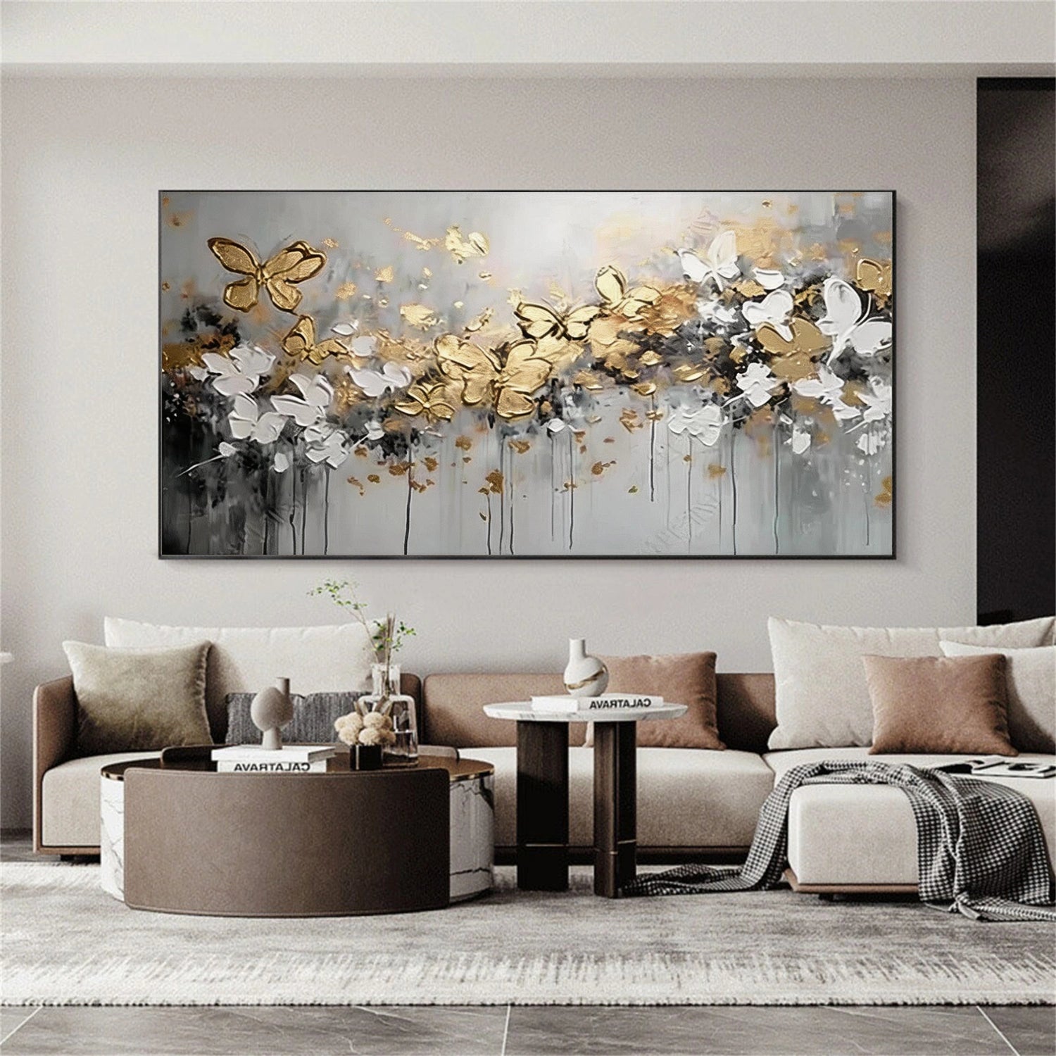 Abstract Flower And Tree Textured Canvas Art #MF192