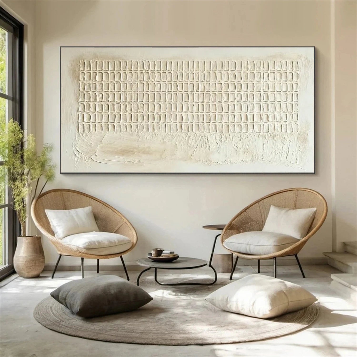 Beige Minimalist Textured Canvas Art #WM080