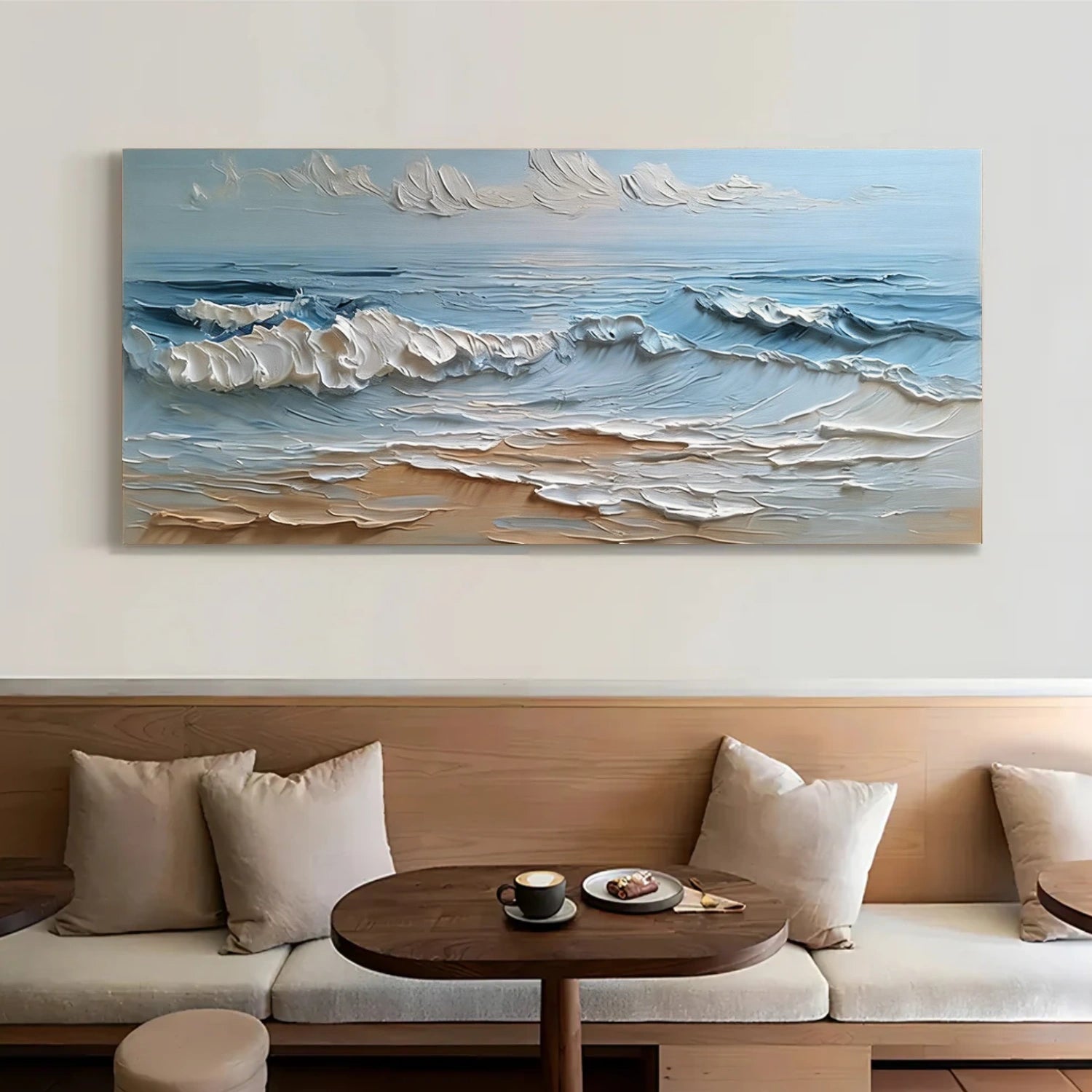Abstract Ocean And Sky Textured Canvas Art #OC183